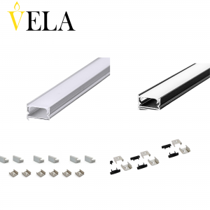 Պրոֆիլ ալյումինից 13.2x7x3000մմ արտաքին ուղղանկյուն, լուս. Ժապավենի, արծաթ VELA 6 խցան, 6 ամրակ