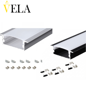 Պրոֆիլ ալյումինից 23.3x9.7x3000մմ ներքին ուղղանկյուն, լուս. Ժապավենի, արծաթ VELA 6 խցան, 6 ամրակ