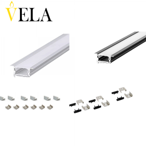 Պրոֆիլ ալյումինից  13.1x6.8x3000մմ ներքին ուղղանկյուն, լուս. Ժապավենի, արծաթ VELA  6 խցան, 6 ամրակ