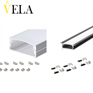 Պրոֆիլ ալյումինից  23.29x9.7x3000մմ արտաքին ուղղանկյուն, լուս. Ժապավենի, արծաթ VELA 6 խցան, 6 ամրակ