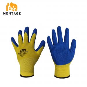 Ձեռնոց սինթետիկ թելից լատեքսապատ, դեղին-կապույտ MONTAGE 53գր, N10