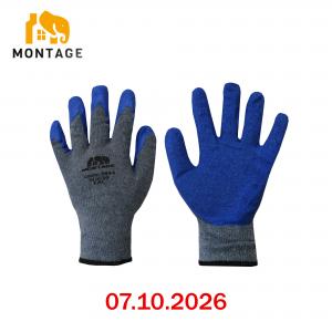 Cotton glove, latex-coated, grey-blue, 90g, pack of 10