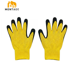 Ձեռնոց սինթետիկ թելից լատեքսապատ փրփրացված, դեղին դեղին սև MONTAGE 50գր, N10