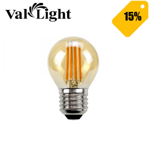 Լամպ լուսադիոդ G45 բալբ ֆիլամեն մգեցված VALLIGHT 6W, E27, 2700K