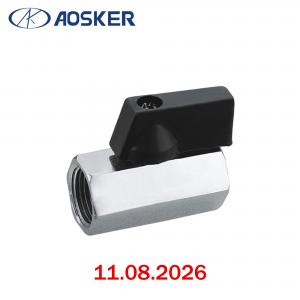 Փական գնդիկավոր լատունից, կարճ բռնակ, փոքր AOSKER F1/2xF1/2